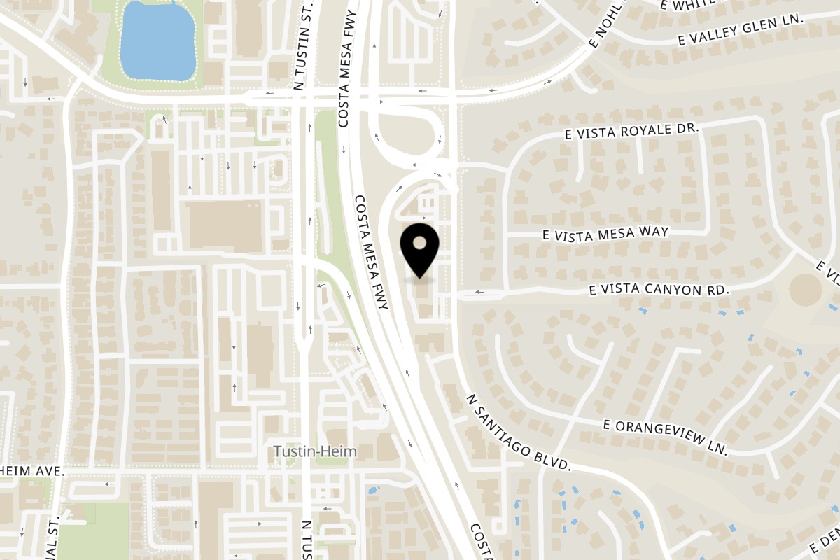 Map showing the location of Marri's Pizza Orange on 2658 N Santiago Blvd in Orange